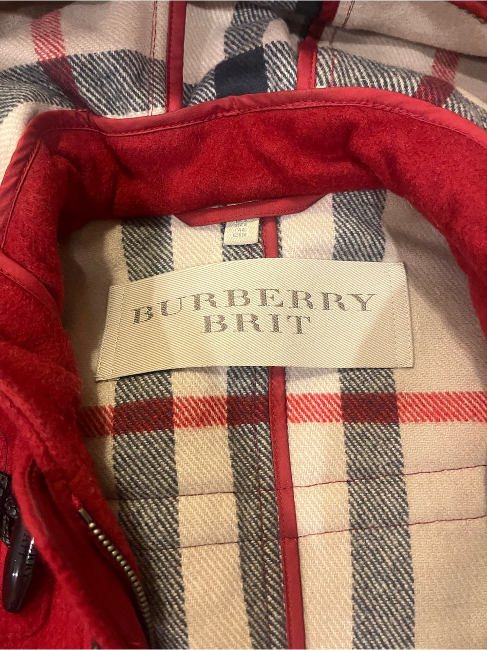 Burberry Red Hooded Toggle Women's Coat Size M - Picture 2 of 10